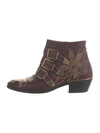 Chloé Leather Studded Accents Western Boots
