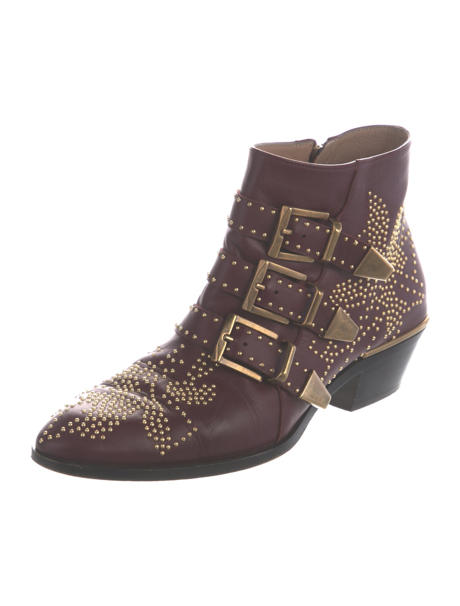 Chloé Leather Studded Accents Western Boots