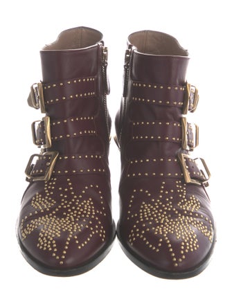 Chloé Leather Studded Accents Western Boots
