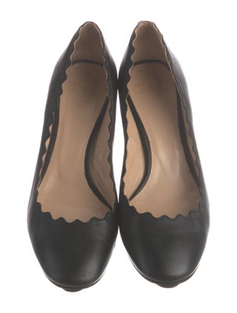 Chloé Leather Scalloped Accent Pumps