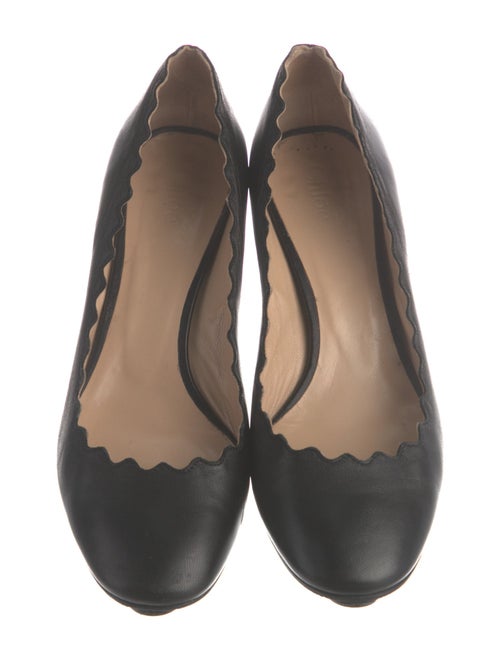Chloé Leather Scalloped Accent Pumps