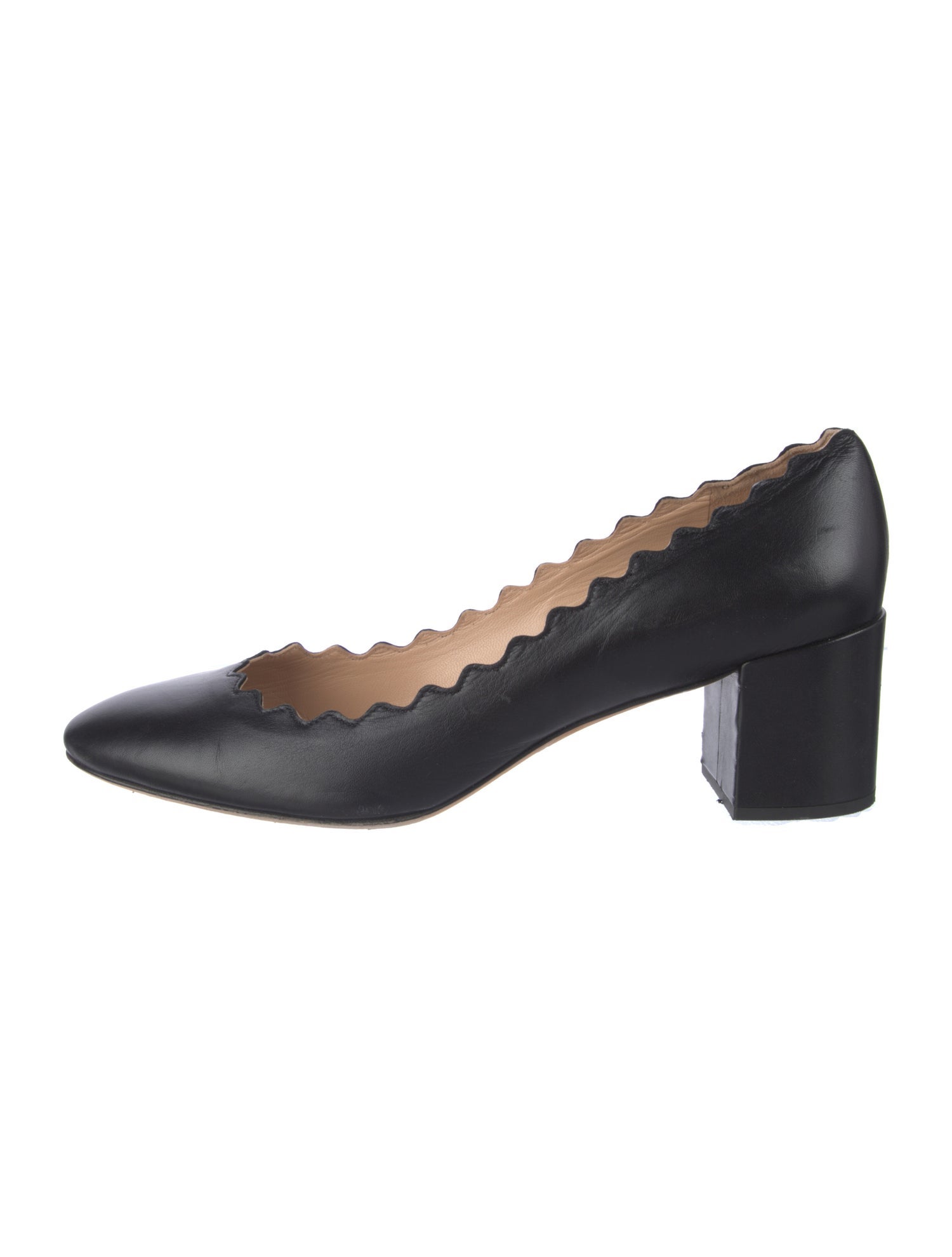 Chloé Leather Scalloped Accent Pumps