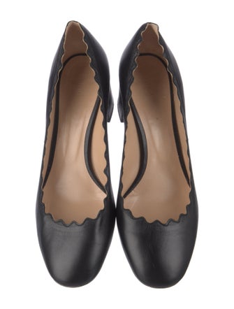 Chloé Leather Scalloped Accent Pumps