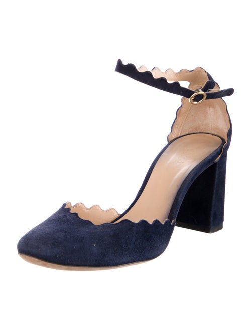 Chloé Suede Scalloped Accent D'Orsay Pumps