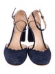 Chloé Suede Scalloped Accent D'Orsay Pumps