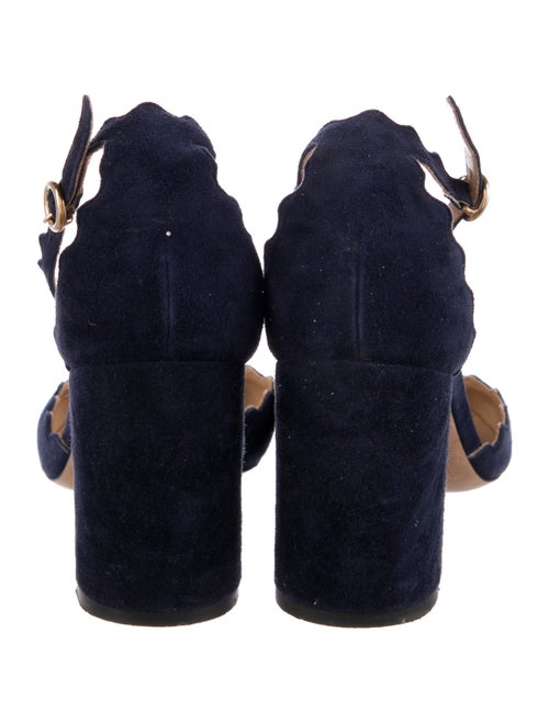 Chloé Suede Scalloped Accent D'Orsay Pumps
