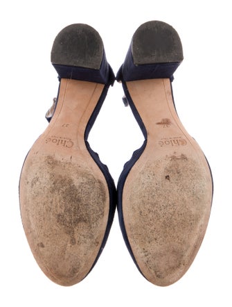 Chloé Suede Scalloped Accent D'Orsay Pumps