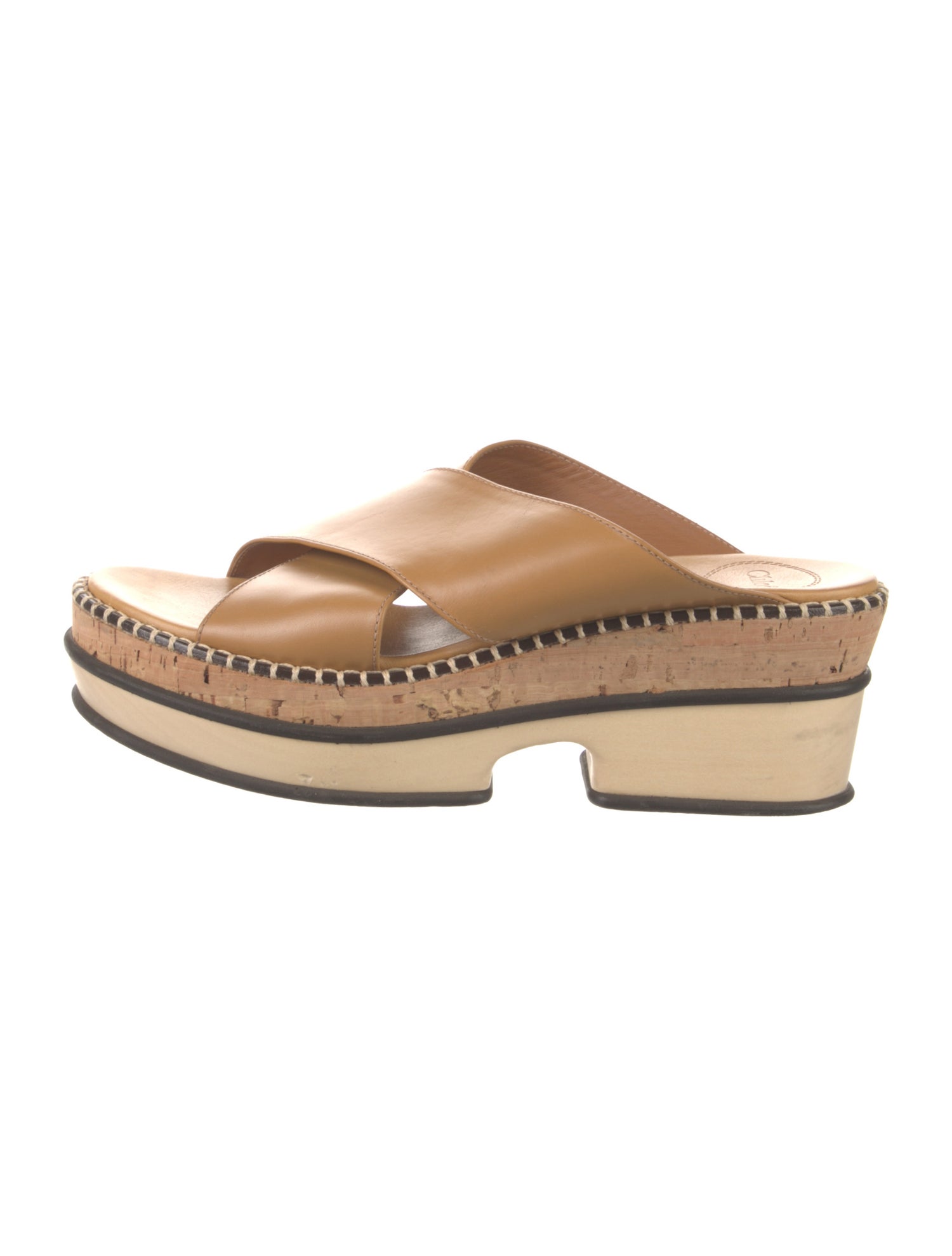Chloé Leather Whipstitch Trim Slides