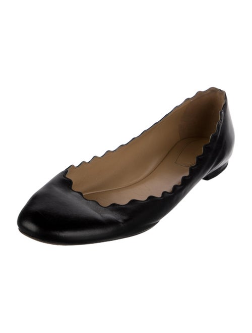 Chloé Leather Scalloped Accent Ballet Flats