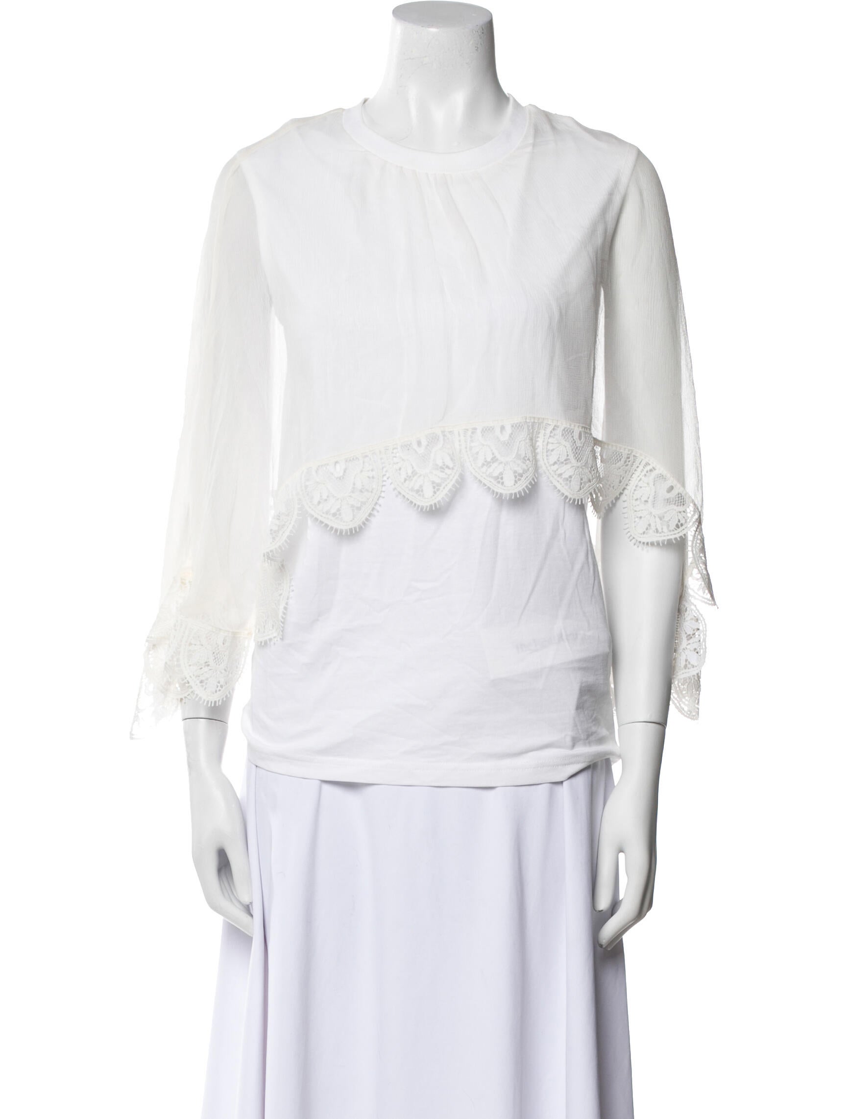 Chloé Crew Neck Three-Quarter Sleeve Blouse