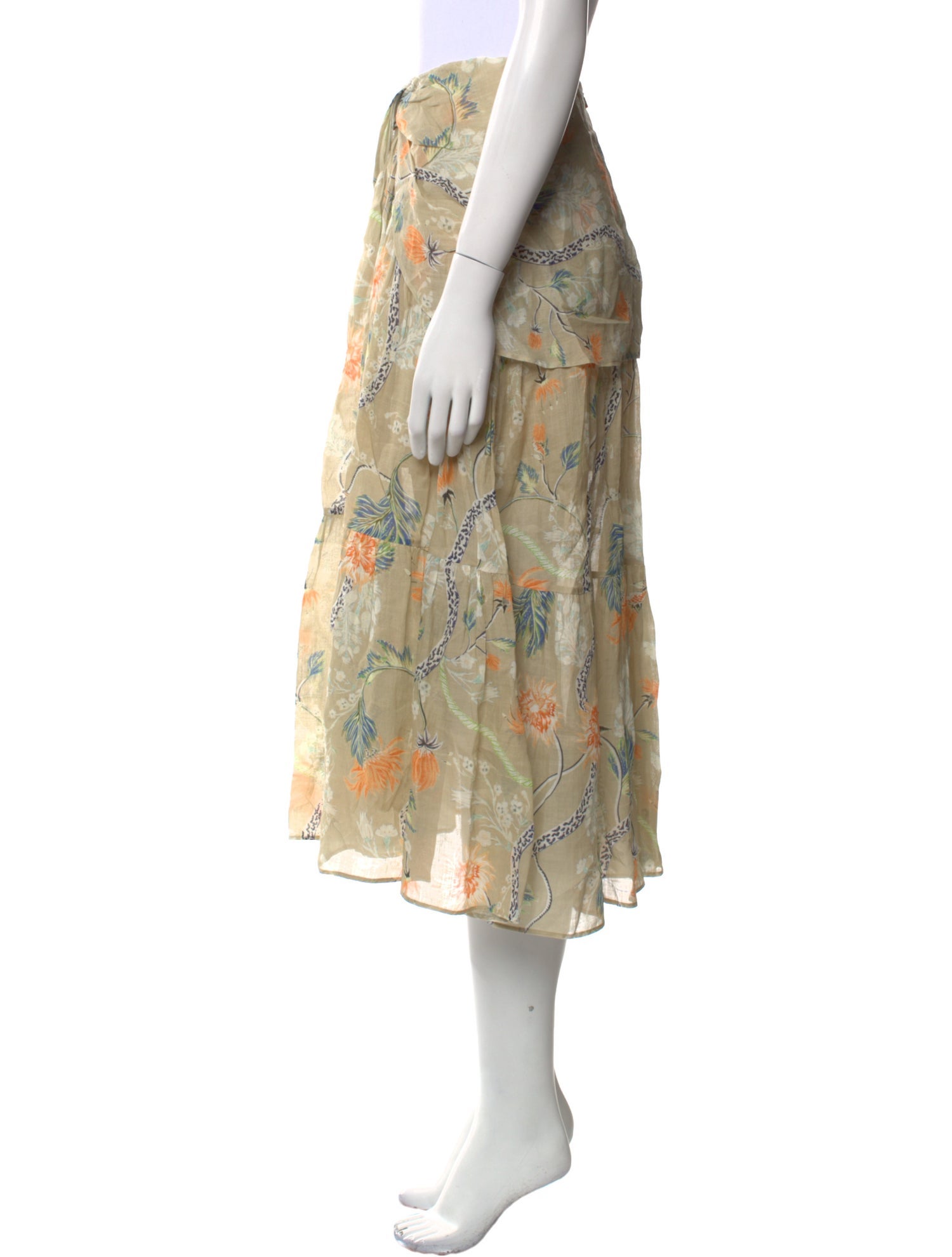 Chloé Floral Print Midi Length Skirt