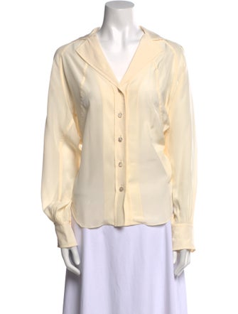 Chloé Silk V-Neck Button-Up Top