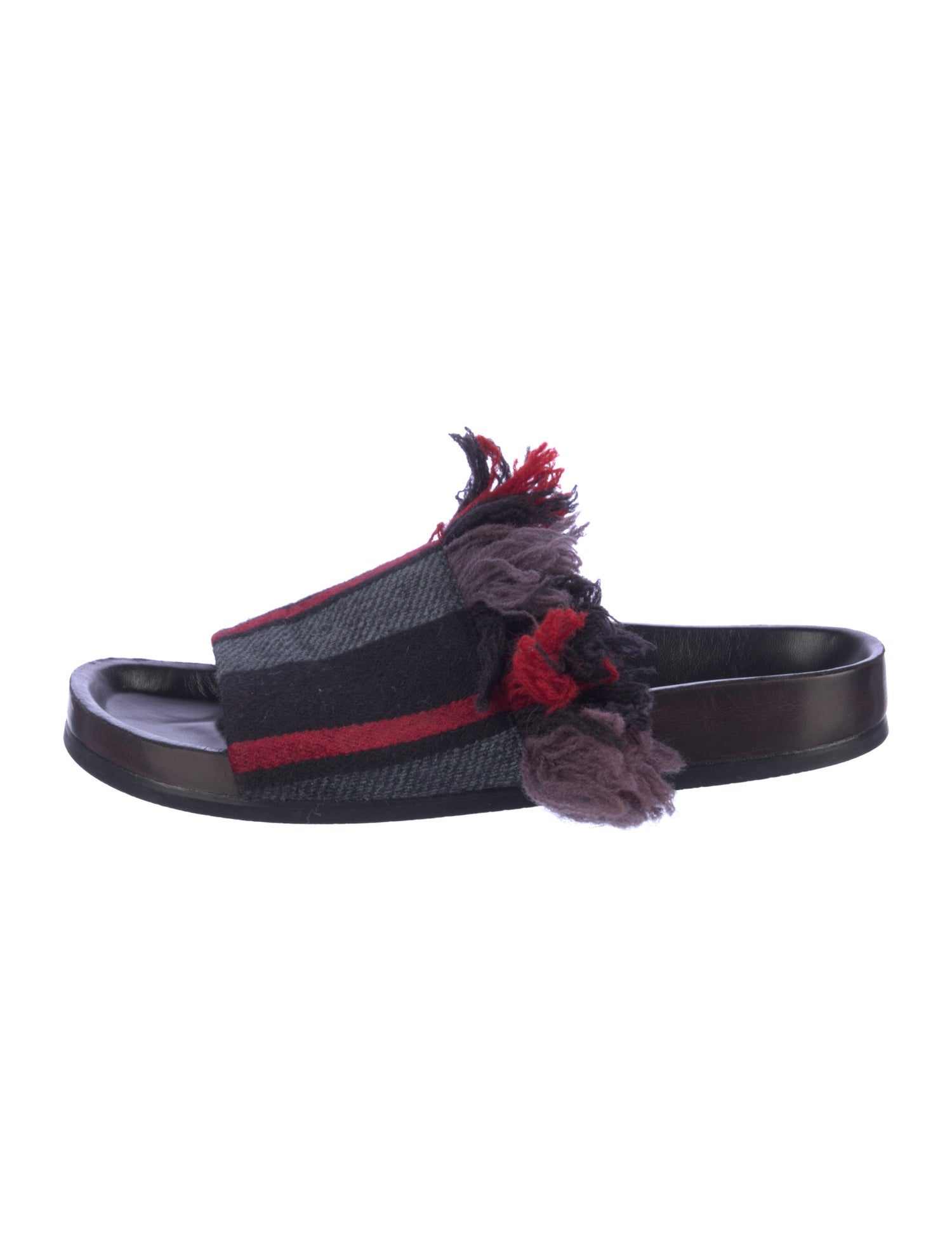 Chloé Striped Fringe Trim Accent Slides