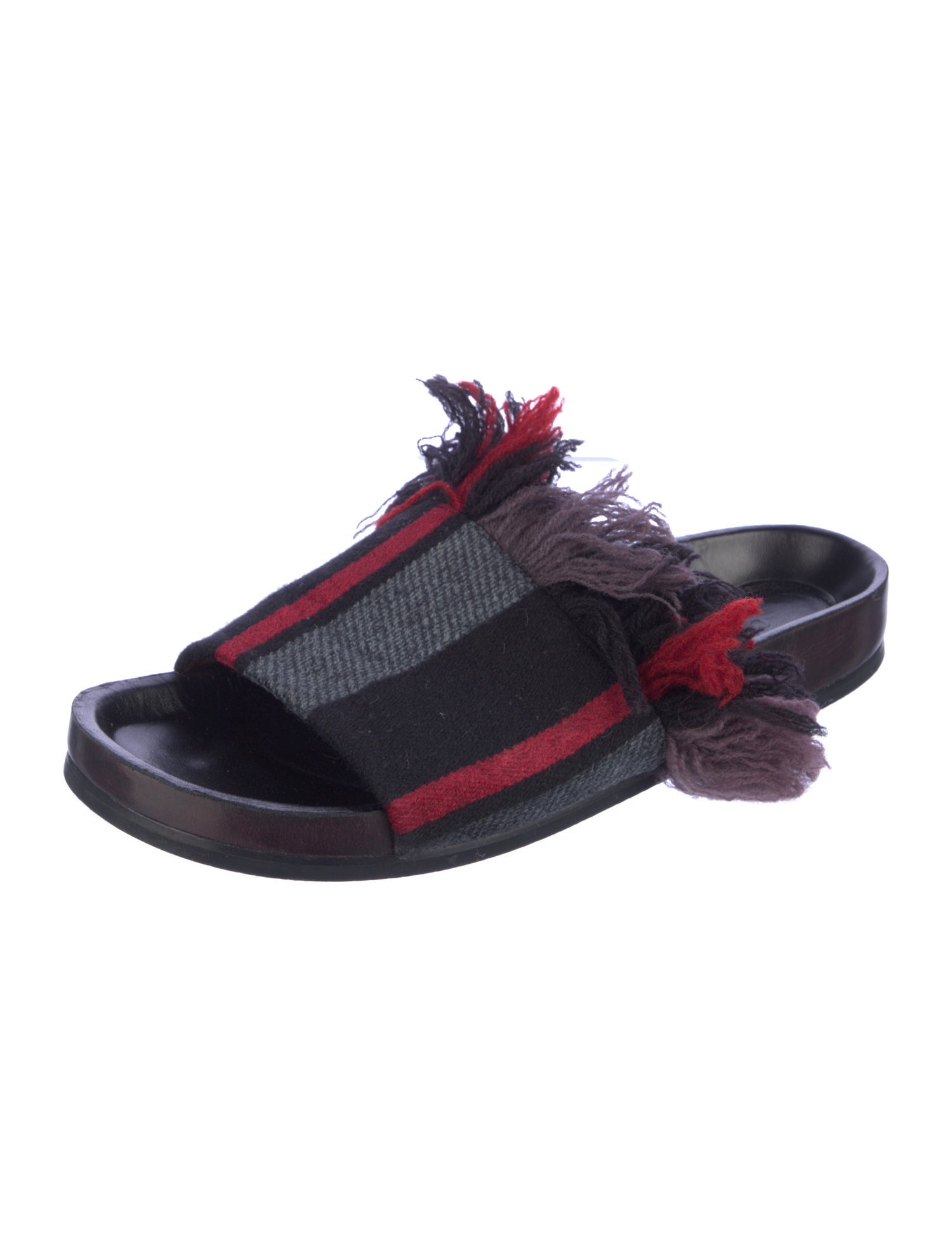 Chloé Striped Fringe Trim Accent Slides