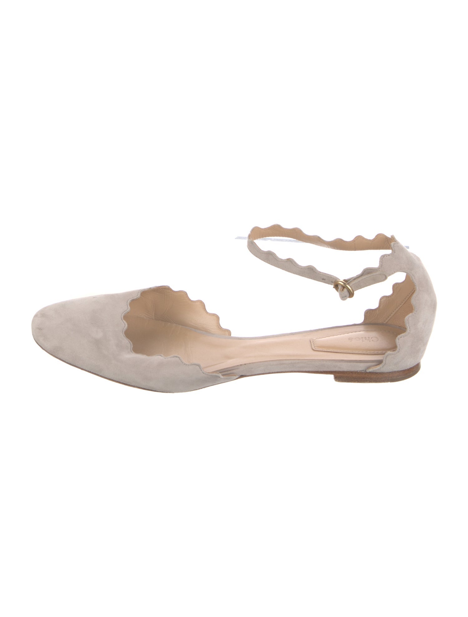 Chloé Suede Scalloped Accent D'Orsay Flats