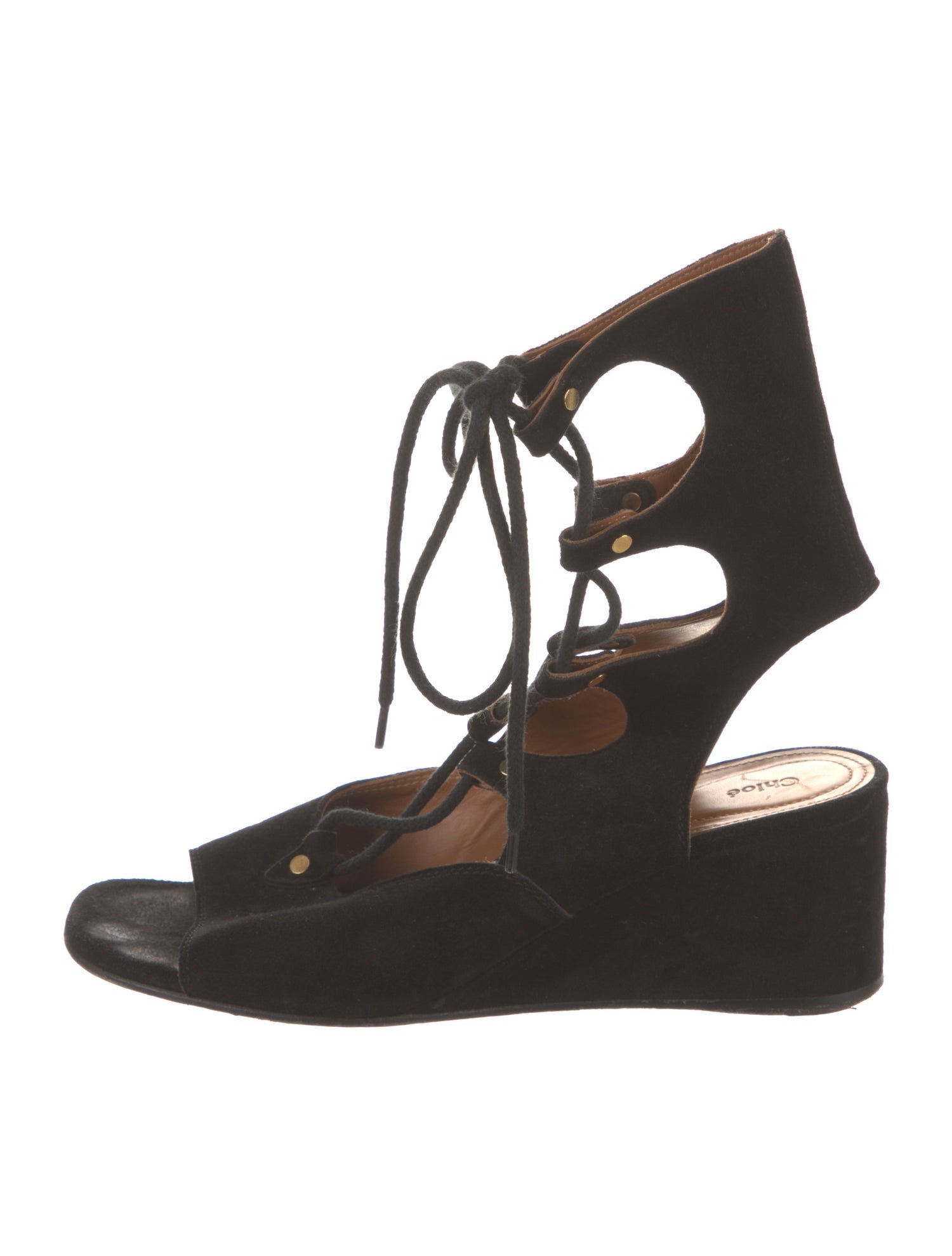 Chloé Suede Studded Accents Gladiator Sandals