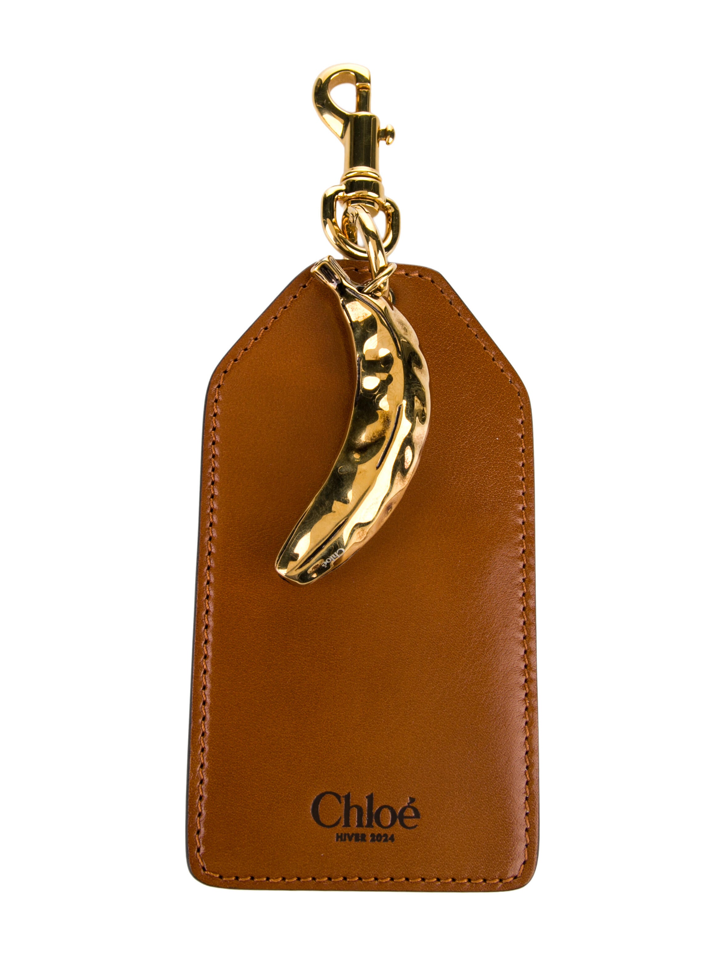 Chloé Brown Leather Gold Banana Luggage Tag