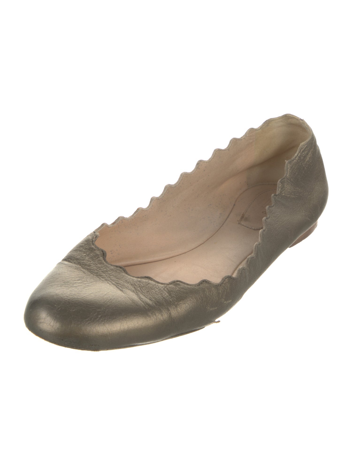 Chloé Leather Scalloped Accent Ballet Flats