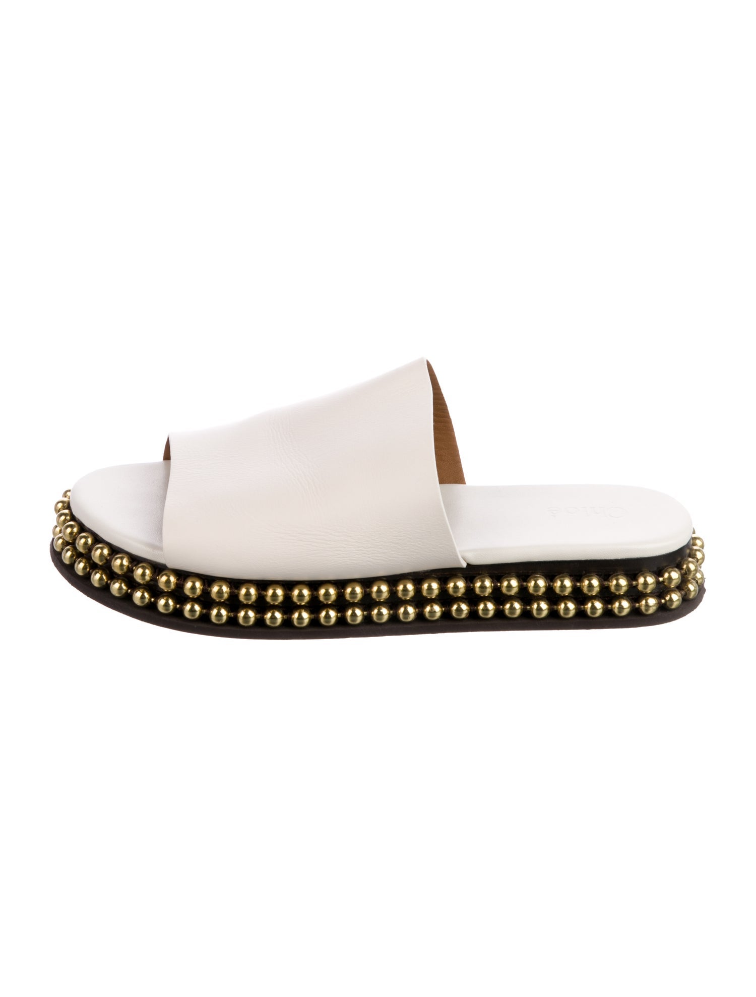 Chloé Leather Studded Accents Slides