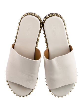Chloé Leather Studded Accents Slides