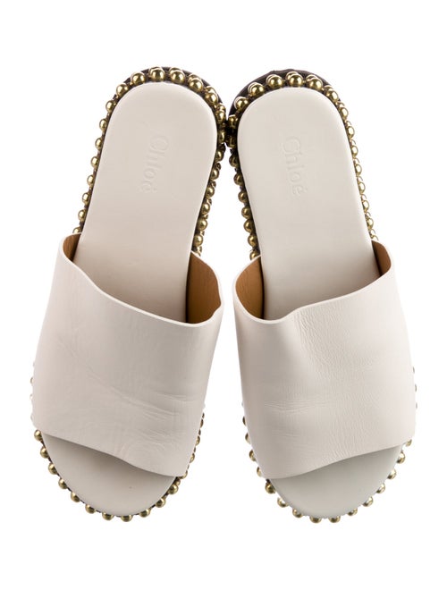 Chloé Leather Studded Accents Slides