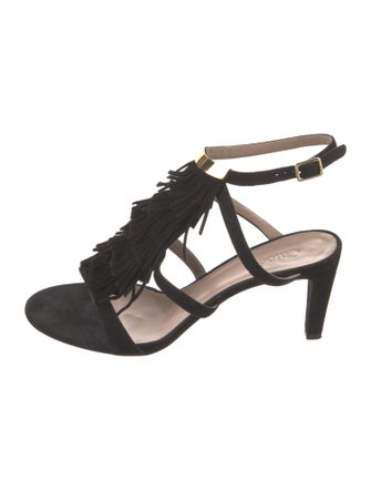 Chloé Suede Fringe Trim Accent Gladiator Sandals