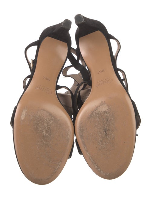 Chloé Suede Fringe Trim Accent Gladiator Sandals