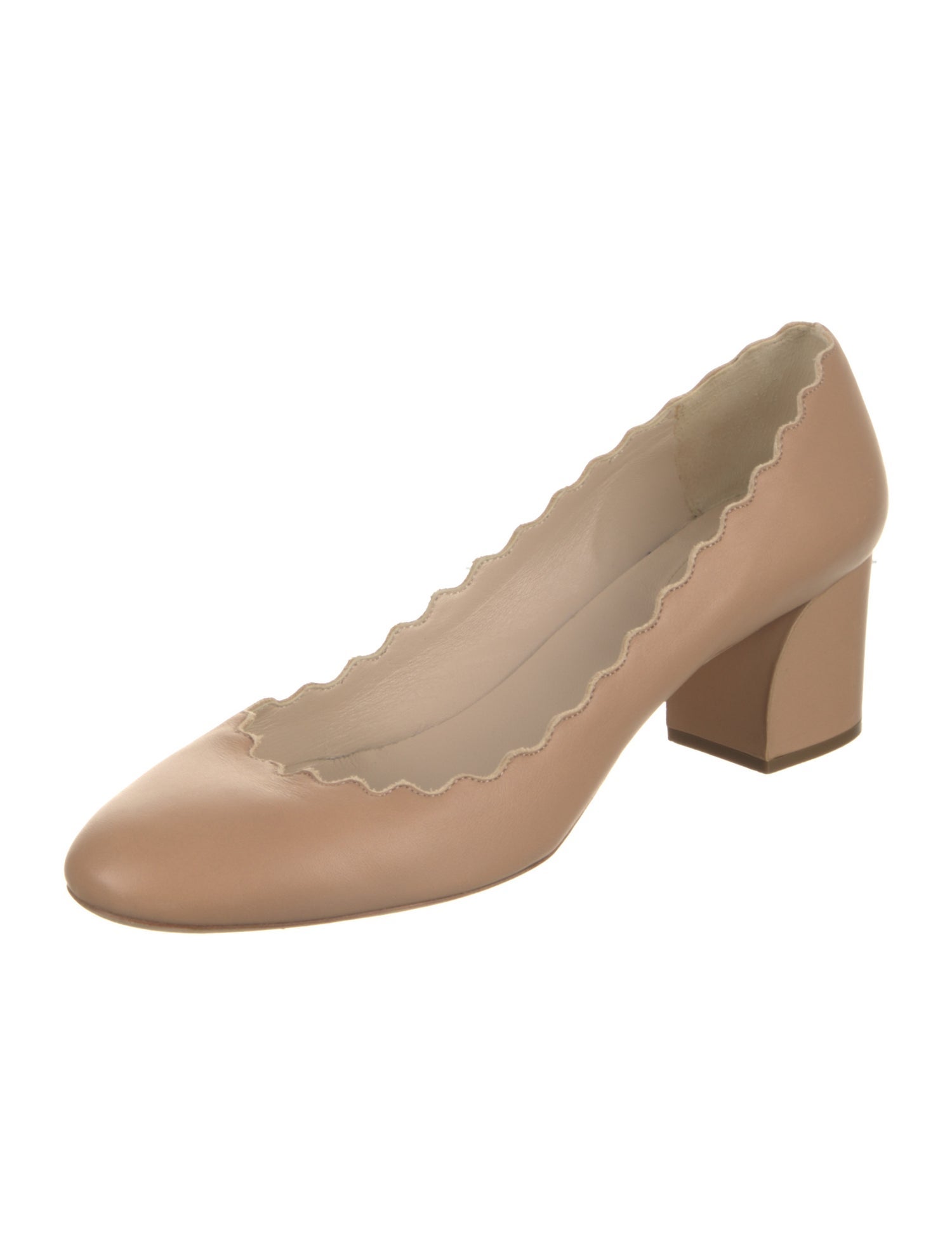 Chloé Leather Scalloped Accent Pumps