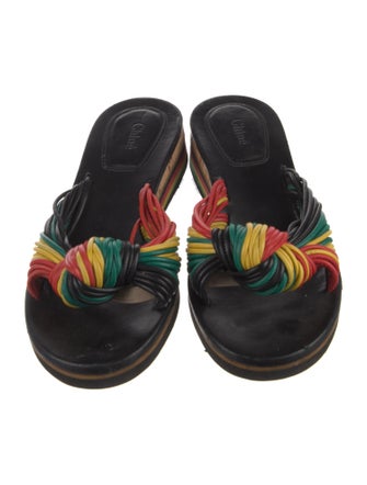 Chloé Leather Colorblock Pattern Slides