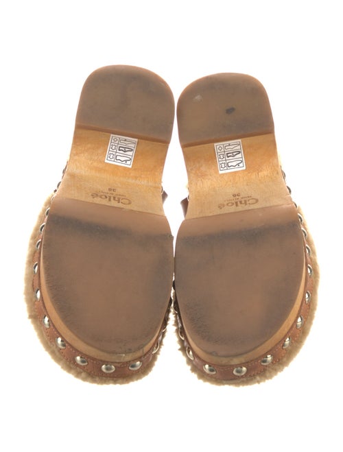 Chloé Shearling Chain-Link Accents Slingback Pumps