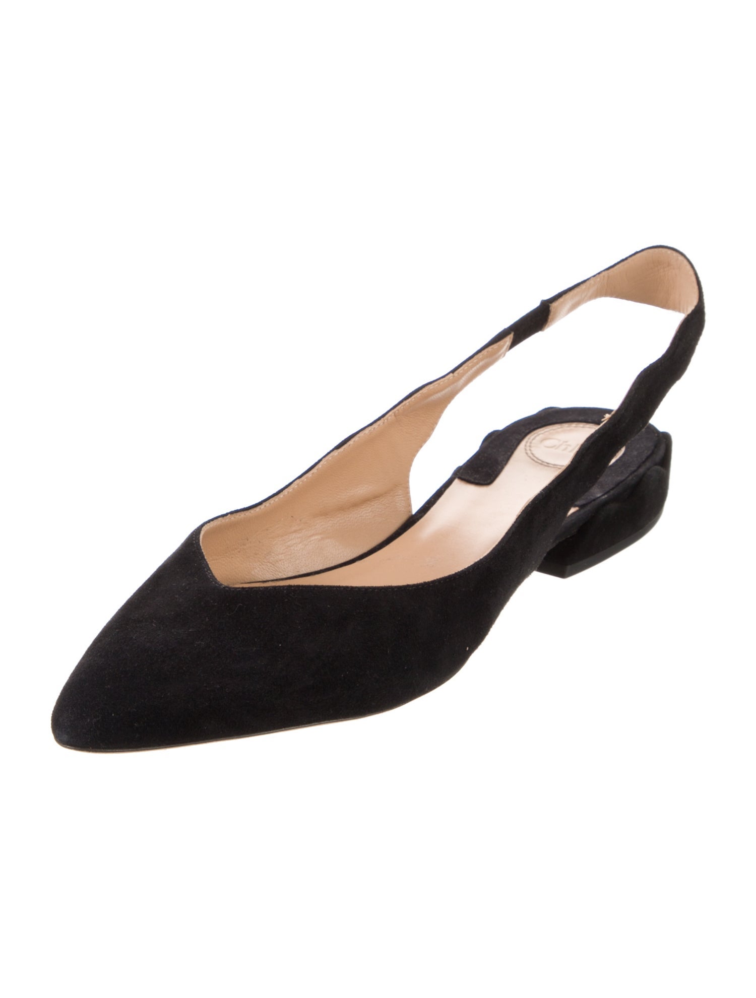 Chloé Suede Scalloped Accent Slingback Flats