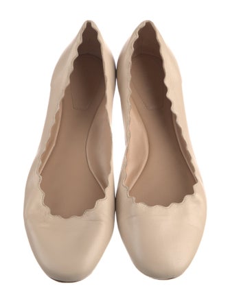 Chloé Leather Scalloped Accent Ballet Flats