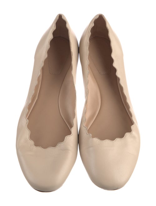 Chloé Leather Scalloped Accent Ballet Flats