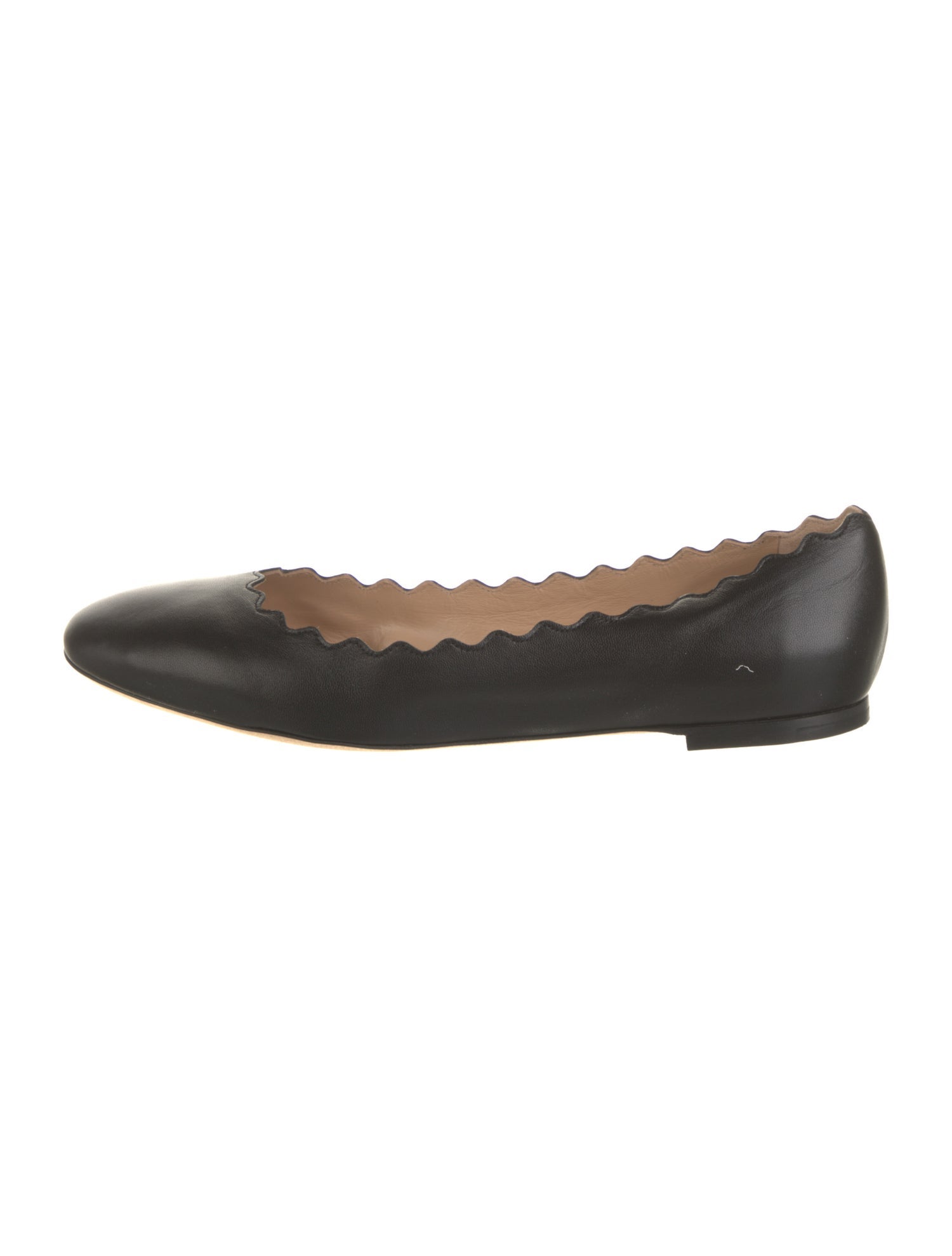 Chloé Leather Scalloped Accent Ballet Flats