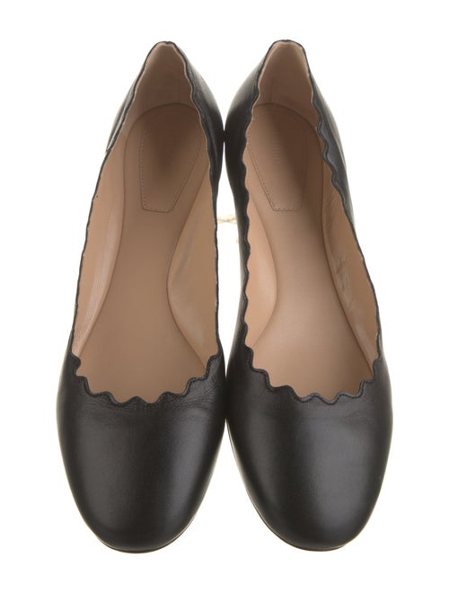 Chloé Leather Scalloped Accent Ballet Flats