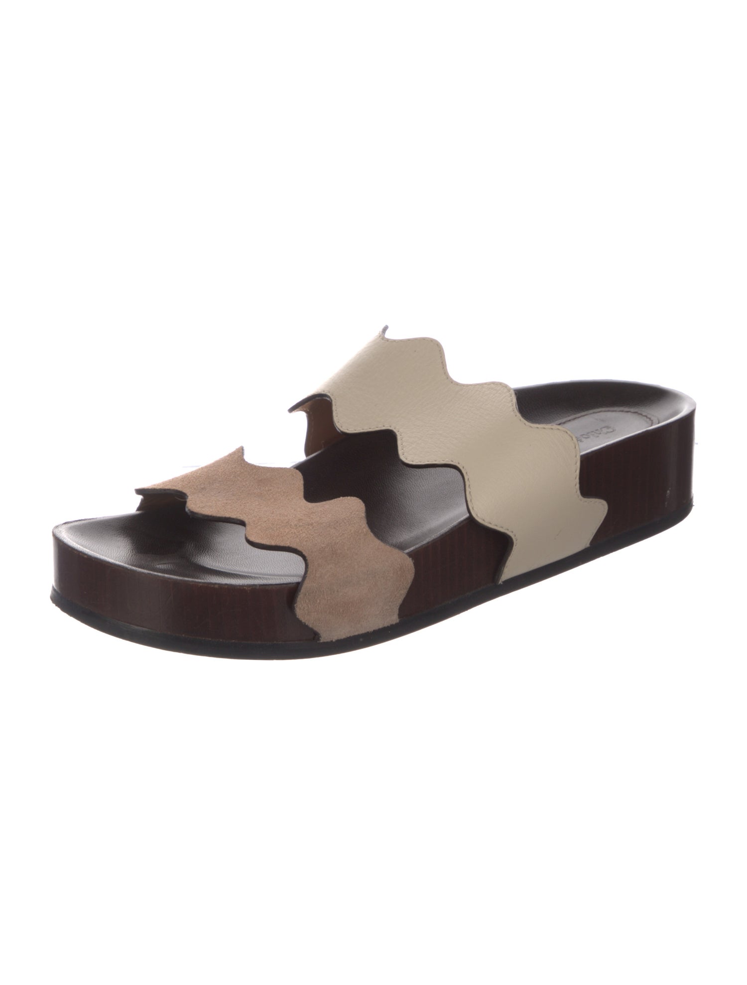 Chloé Leather Scalloped Accent Slides