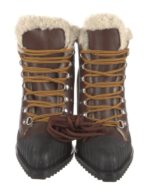Chloé Leather Colorblock Pattern Lace-Up Boots