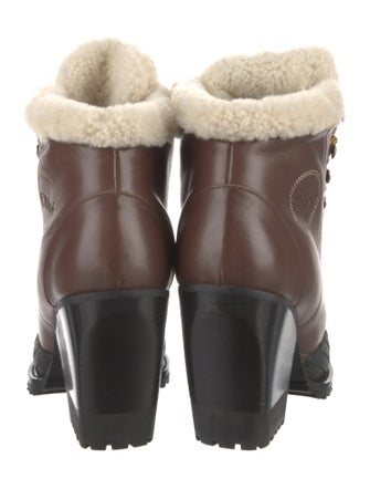 Chloé Leather Colorblock Pattern Lace-Up Boots