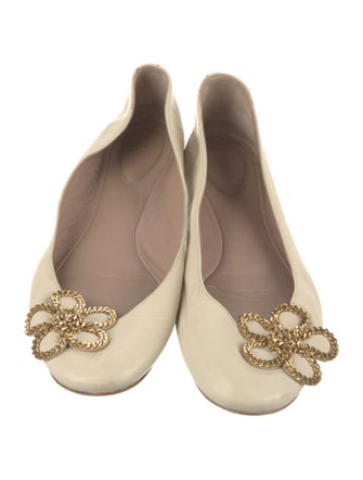 Chloé Leather Chain-Link Accents Flats