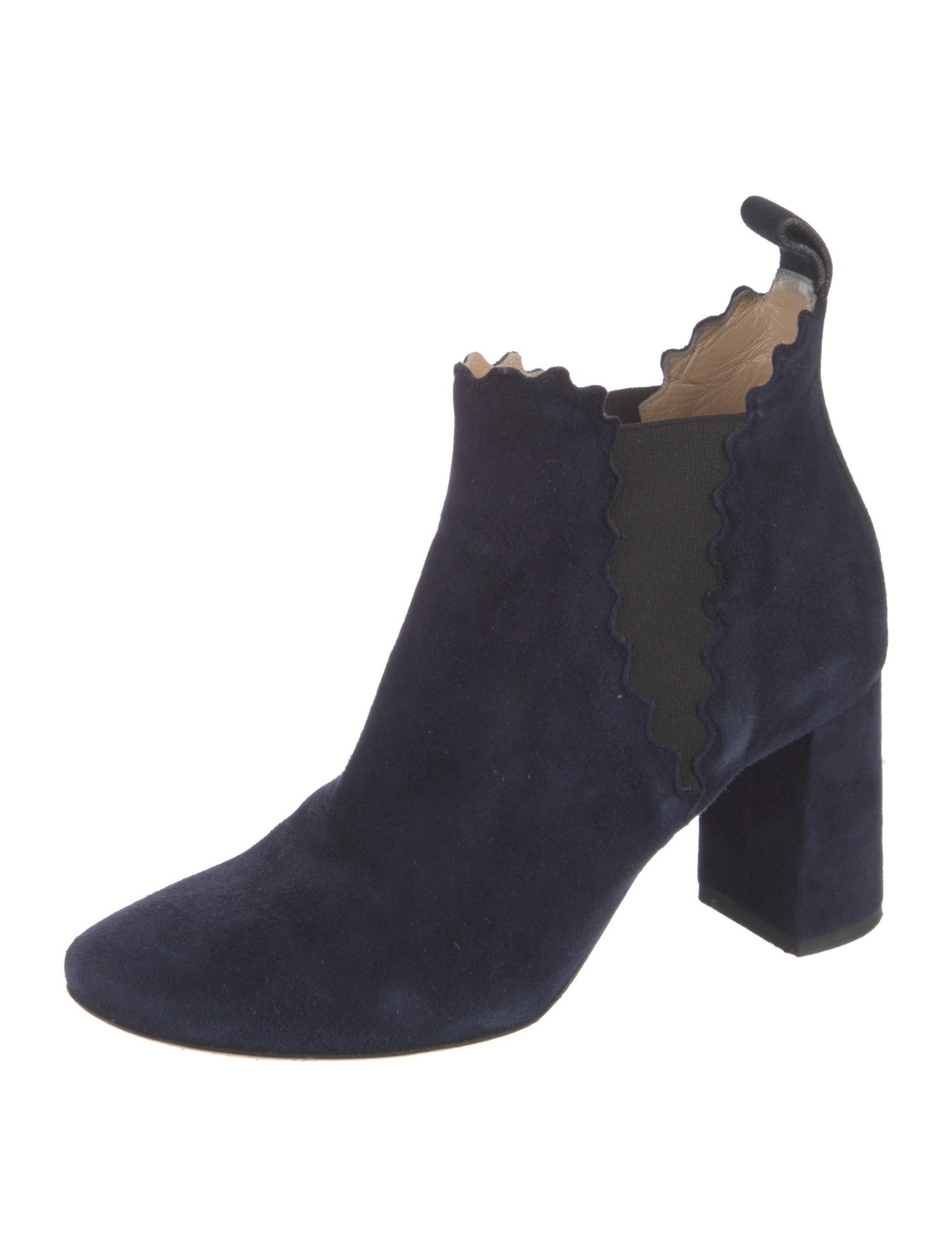 Chloé Suede Scalloped Accent Chelsea Boots