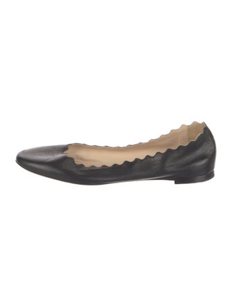 Chloé Leather Scalloped Accent Ballet Flats
