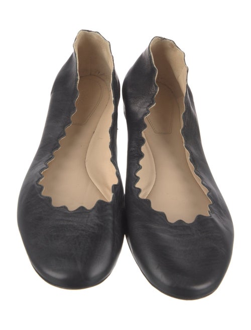 Chloé Leather Scalloped Accent Ballet Flats