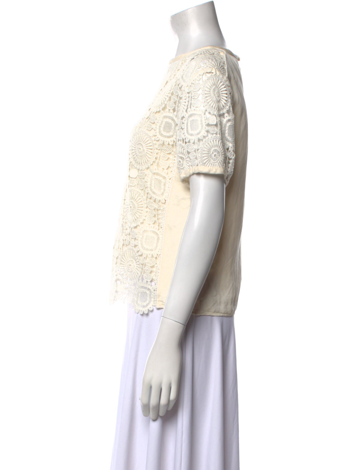 Chloé Lace Pattern Crew Neck Top