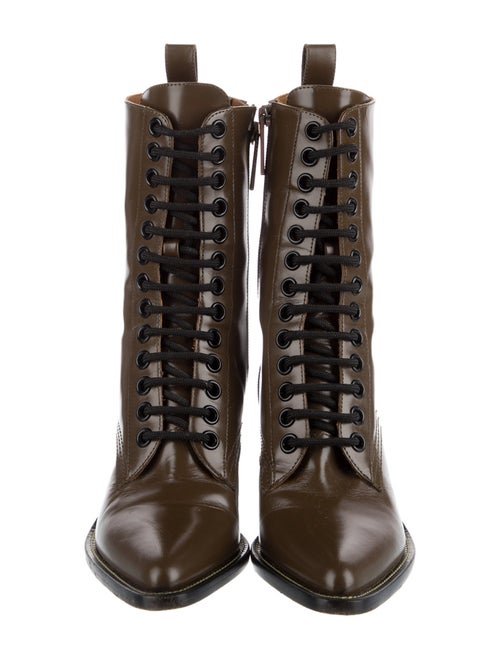 Chloé Leather Colorblock Pattern Combat Boots