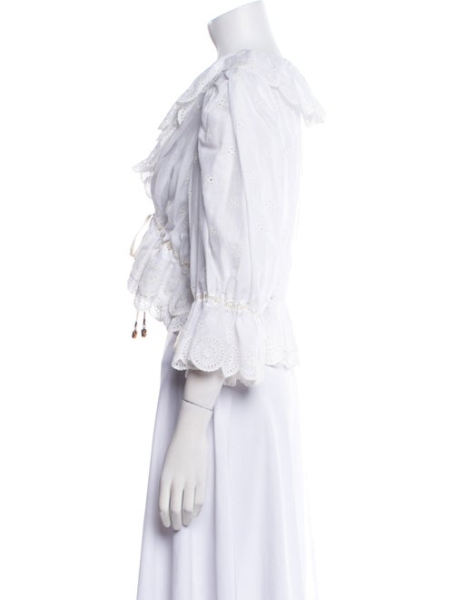 Chloé V-Neck Three-Quarter Sleeve Crop Top