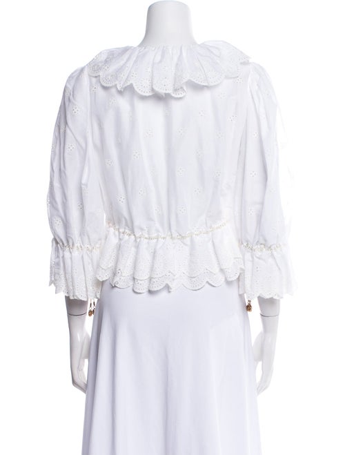 Chloé V-Neck Three-Quarter Sleeve Crop Top