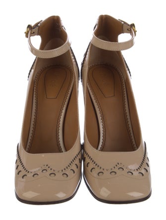 Chloé Patent Leather Colorblock Pattern Pumps