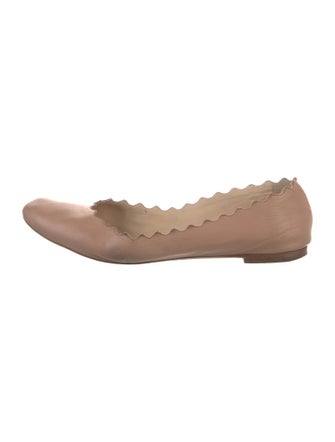 Chloé Leather Scalloped Accent Ballet Flats