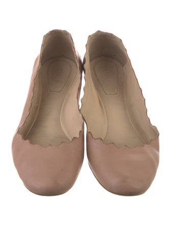 Chloé Leather Scalloped Accent Ballet Flats