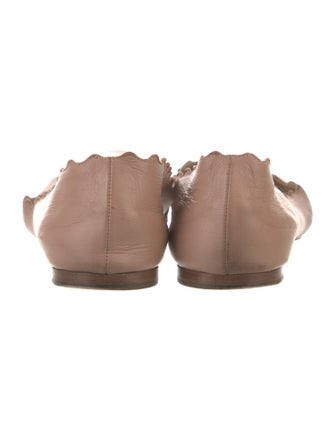Chloé Leather Scalloped Accent Ballet Flats